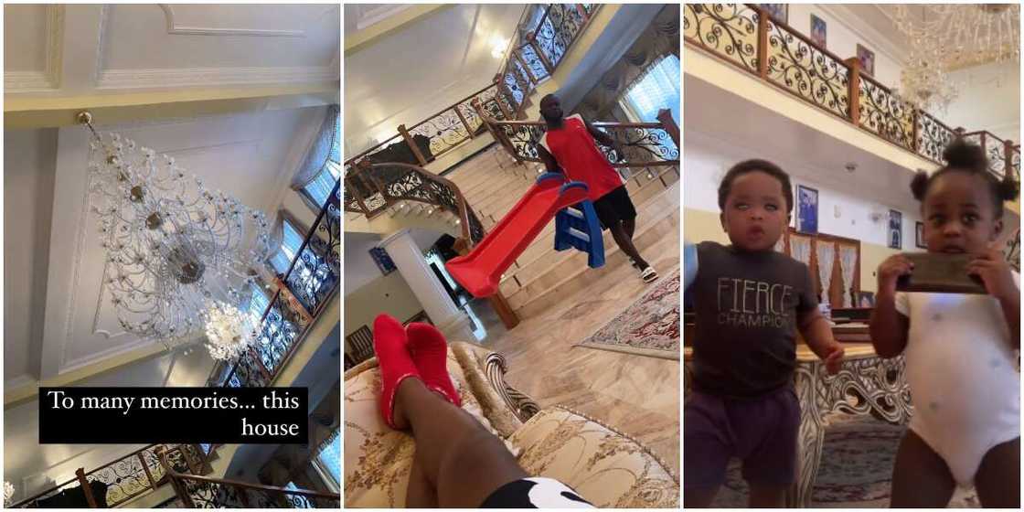 Daddy Duties: Davido Hangs Out With Ifeanyi and Bred’s Son, Jordan, in His Father’s Palatial Mansion