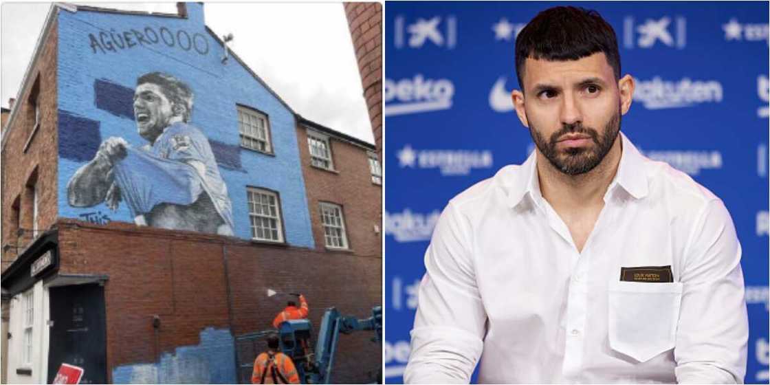 Man City set to remove Aguero's large painting after leaving for Barcelona Man City set to remove Aguero's large painting after leaving for Barcelona