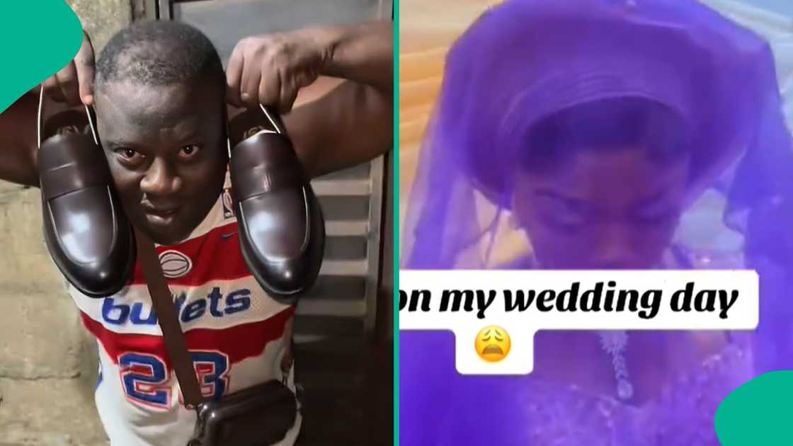 A bride's father cries during the day of his daughter's wedding