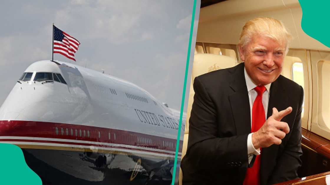 Donald Trump a jirgin saman kan shi wani lokaci a Amurka Hoto: Getty Images Donald Trump a jirgin saman kan shi wani lokaci a Amurka Hoto: Getty Images