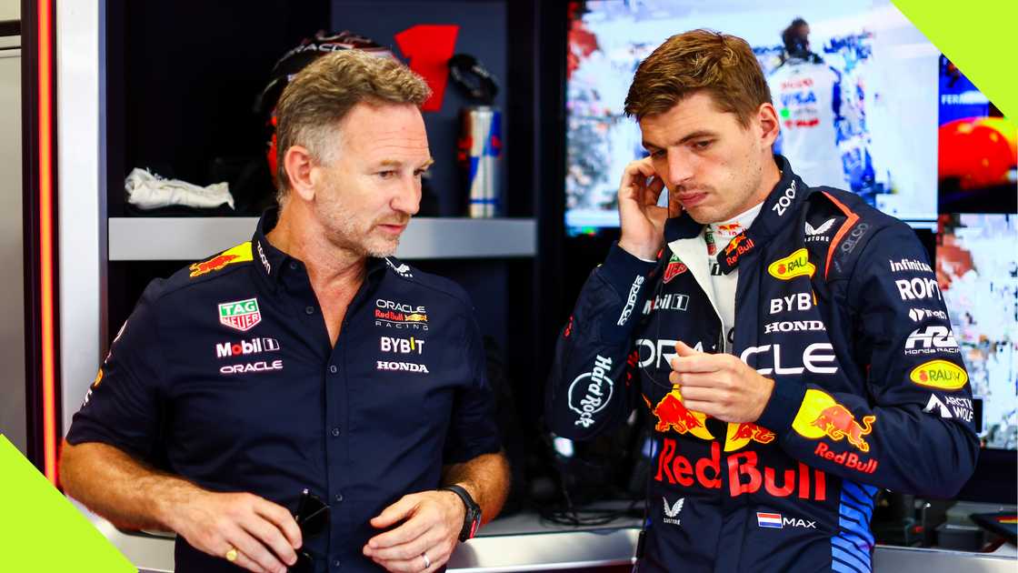 Christian Horner and Max Verstappen at the Hungary Grand Prix.