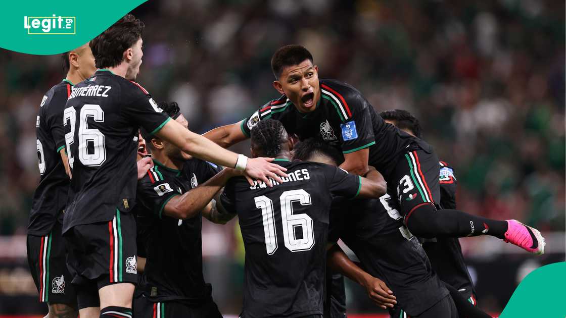 Mexico players celebrate scoring against Korea Republic at Guadalajara Stadium. Photo by Luke Hales Mexico players celebrate scoring against Korea Republic at Guadalajara Stadium. Photo by Luke Hales
