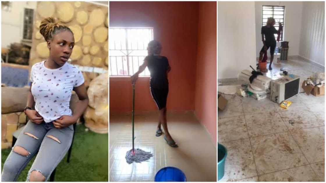 Nigerian lady who is a cleaner showcases her hustle without shame Nigerian lady who is a cleaner showcases her hustle without shame