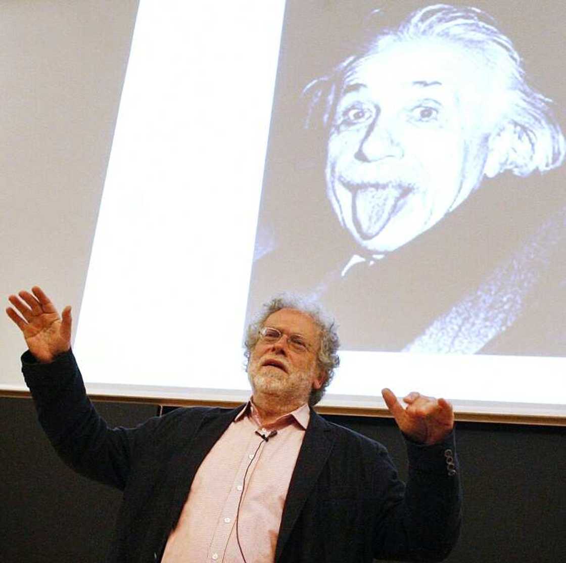 New Nobel laureate Anton Zeilinger in front of a famous picture of Albert Einstein sticking out his tongue New Nobel laureate Anton Zeilinger in front of a famous picture of Albert Einstein sticking out his tongue