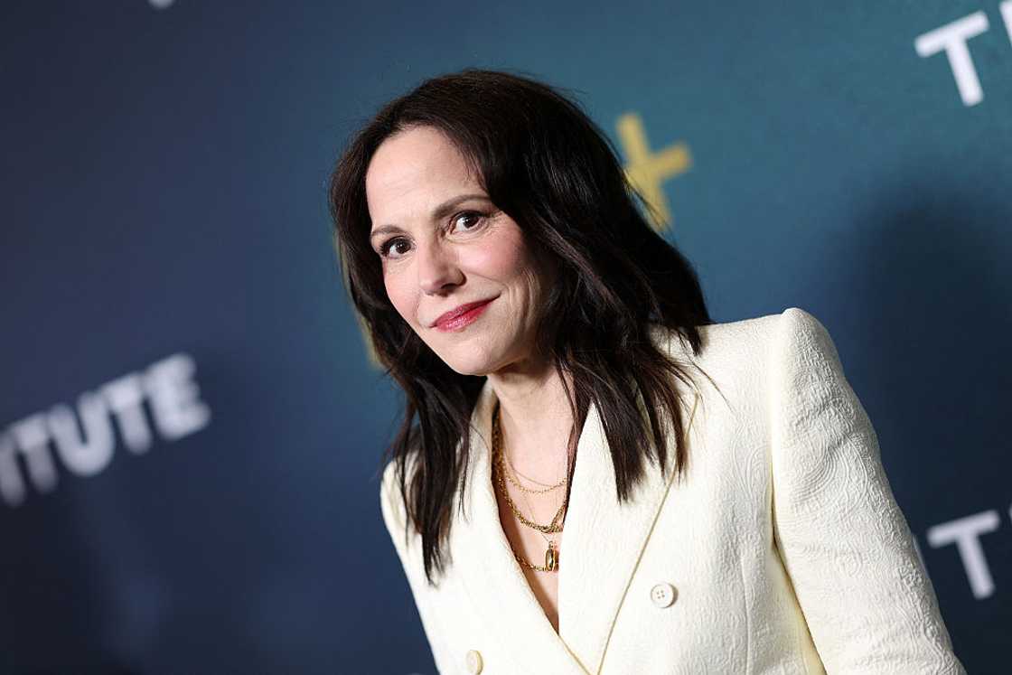 Mary-Louise Parker poses in a cream blazer at the Culver Theater