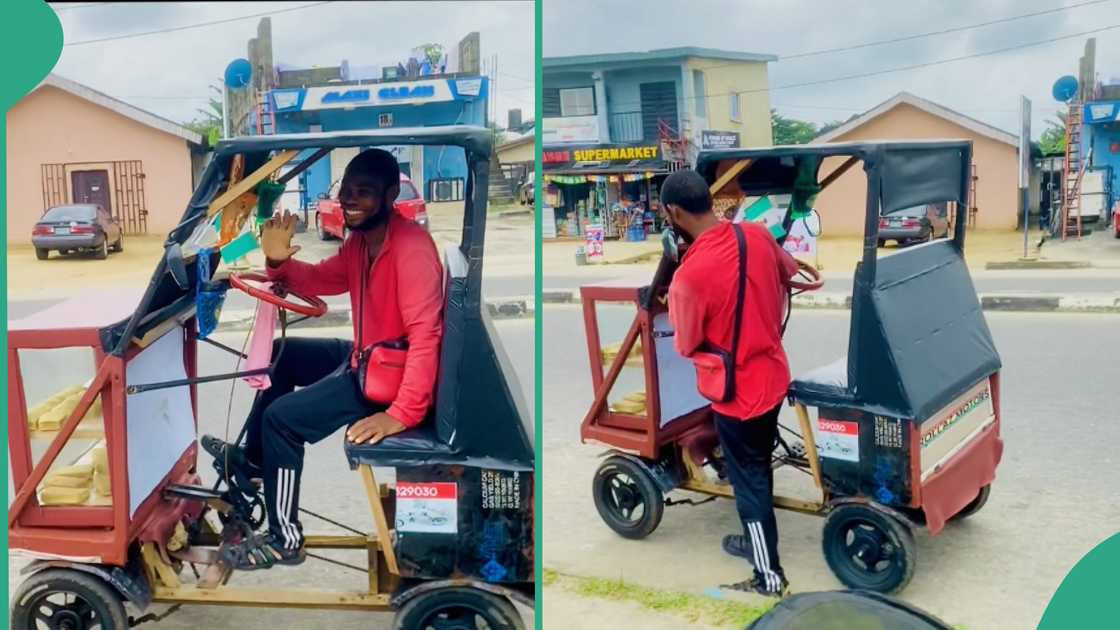 Nigerian man hawking with a bike.