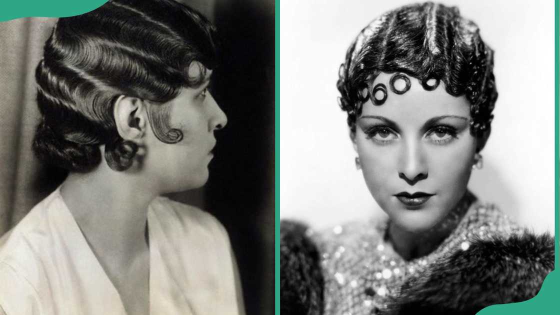 Two women displaying the 1920s finger waves hairstyle Two women displaying the 1920s finger waves hairstyle