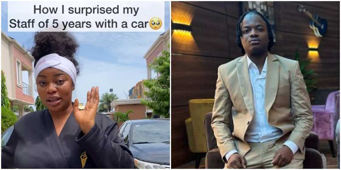 Ashmusy buys cars for her staff, MC Warri Boy Ashmusy buys cars for her staff, MC Warri Boy