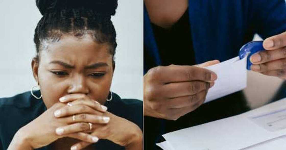 Lady opens envelope, bedroom session, N30 Lady opens envelope, bedroom session, N30
