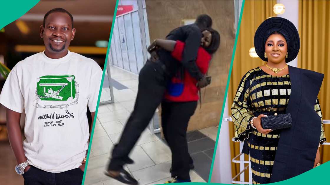Mide Martins and husband at the airport. Mide Martins and husband at the airport.