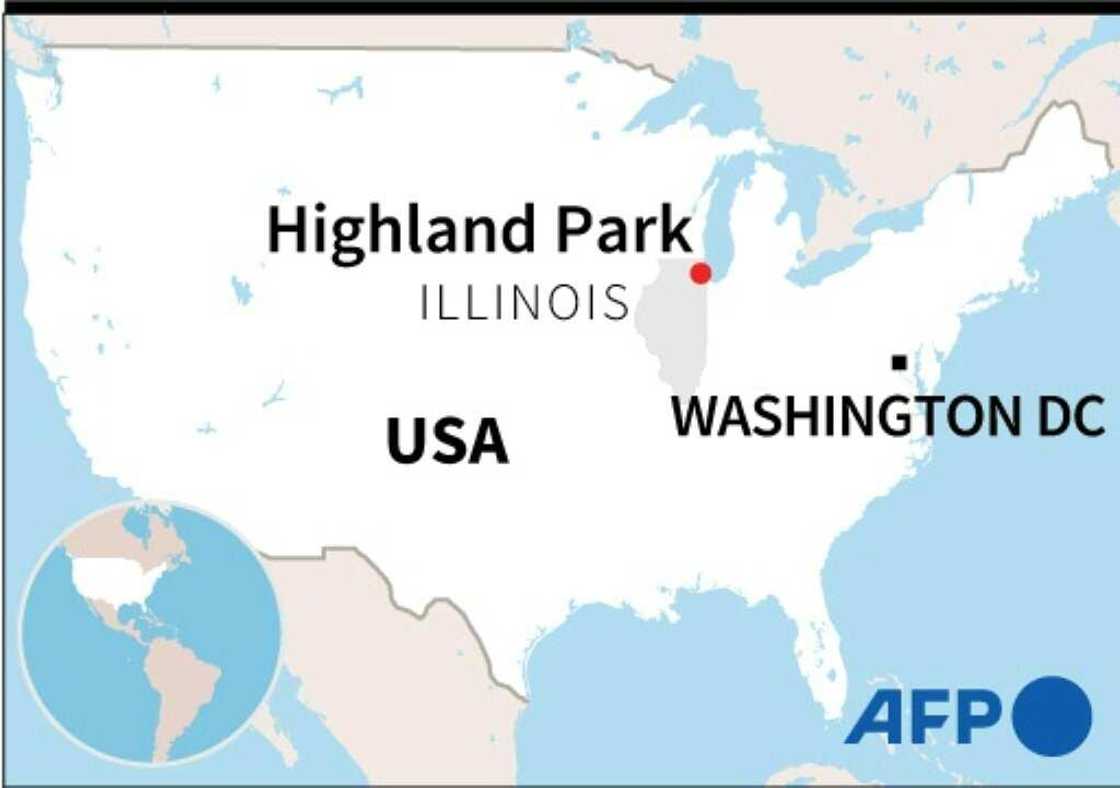 Location of Highland Park, Illinois, where a shooter opened fire during a parade to mark US Independence Day