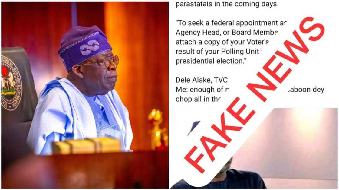 Bola Tinubu/APC/Fake News/Presidency