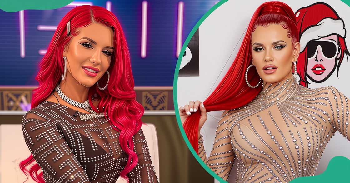 Justina Valentine poses sitting down on the JS Family Vacation Reunion special. The entertainer poses standing
during the premier of Fuhgeddabout Christmas in December 2022. Justina Valentine poses sitting down on the JS Family Vacation Reunion special. The entertainer poses standing
during the premier of Fuhgeddabout Christmas in December 2022.