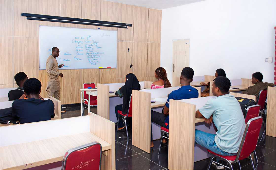 Philomath University students in a class session Philomath University students in a class session