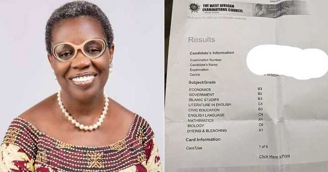 Woman displays WAEC result of her adopted child Woman displays WAEC result of her adopted child