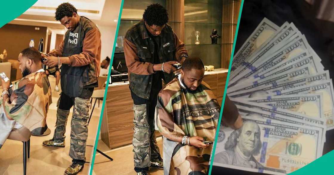 Davido gifts his barber $1k Davido gifts his barber $1k
