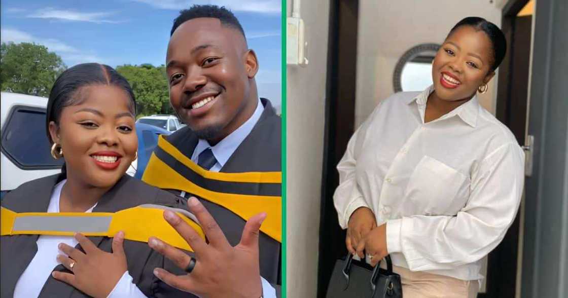 A Mzansi couple celebrated graduating together in a TikTok video A Mzansi couple celebrated graduating together in a TikTok video