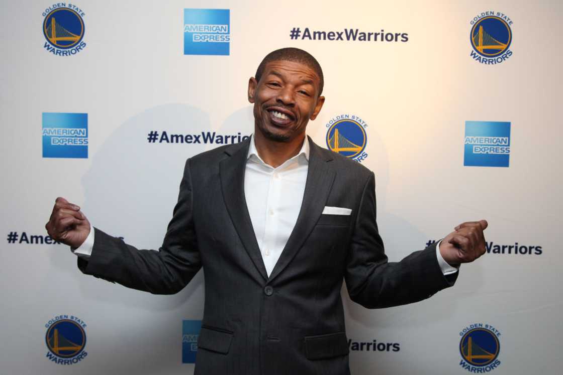 Muggsy Bogues at the third American Express "All for Dub Nation" Watch Party Muggsy Bogues at the third American Express "All for Dub Nation" Watch Party