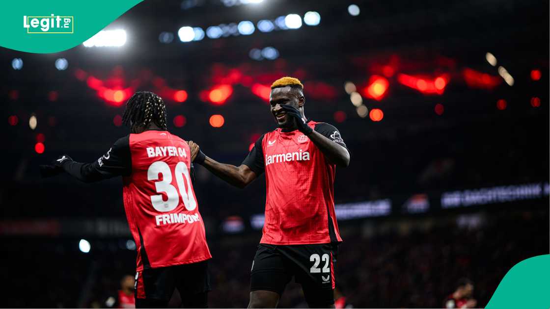 Jeremie Frimpong, Victor Boniface, Bayer Leverkusen, Hoffenheim, Bay Arena, Leverkusen, Germany, Bundesliga.