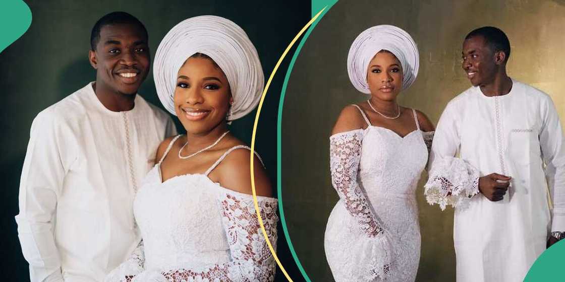 Theophilus Sunday and his Jamaican fiancée wore white for their photoshoot. Theophilus Sunday and his Jamaican fiancée wore white for their photoshoot.