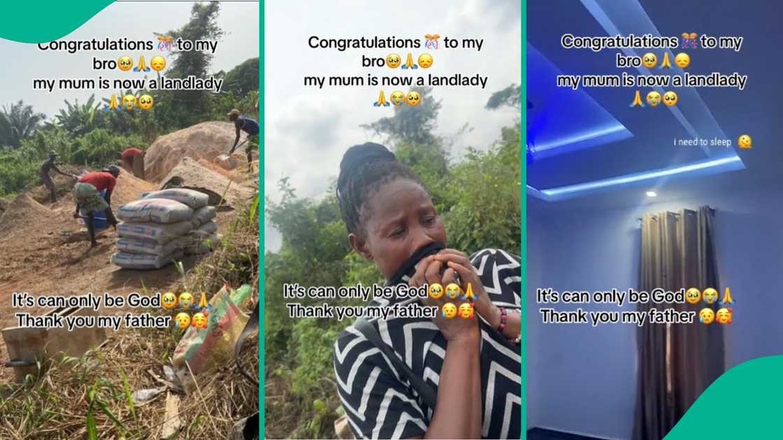 Lady celebrates her brother building house for her mother