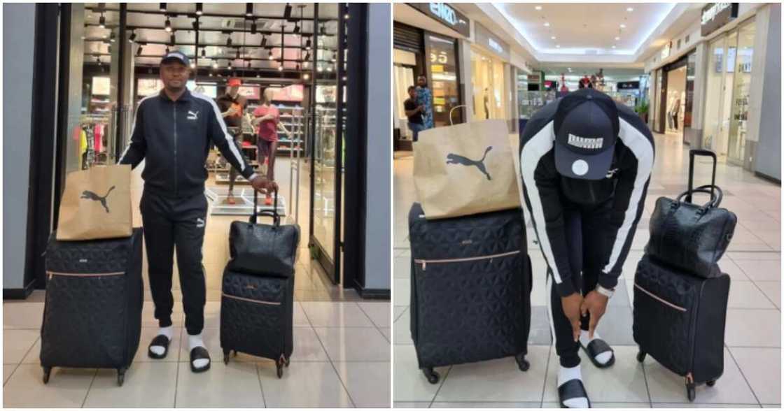 Isreal hails singer as he jets out to the UK in designer PUMA fit Isreal hails singer as he jets out to the UK in designer PUMA fit