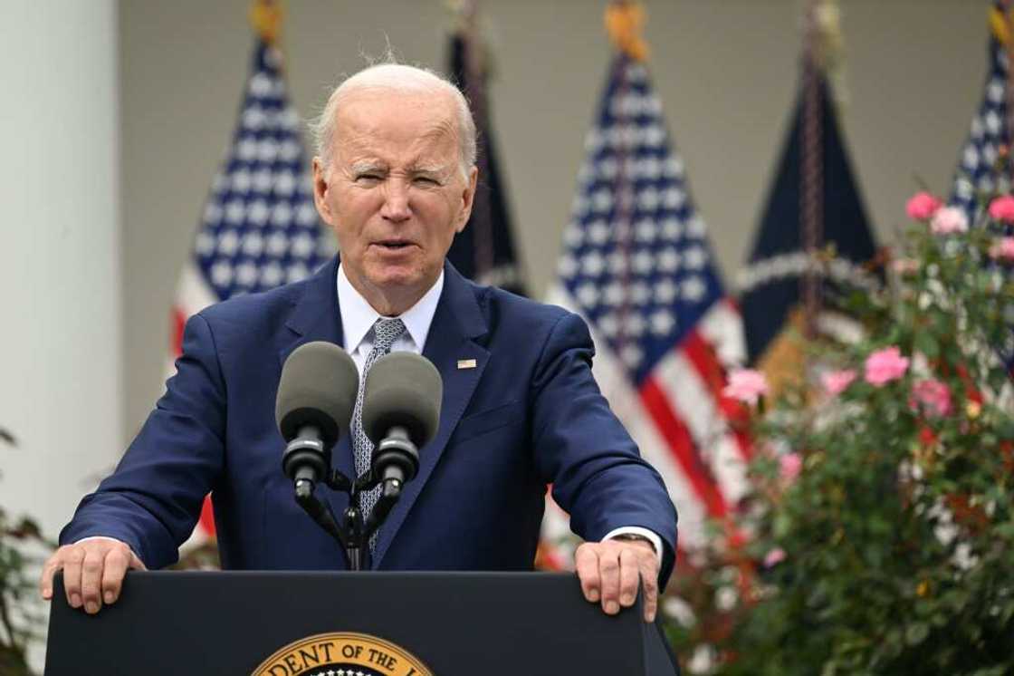 US President Joe Biden speaks at the White House US President Joe Biden speaks at the White House