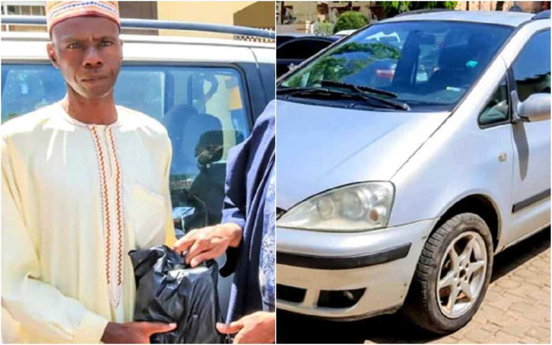 An gwangwaje mutumin da yayi wa Buhari tattaki da kyautar mota da makuden kudi An gwangwaje mutumin da yayi wa Buhari tattaki da kyautar mota da makuden kudi