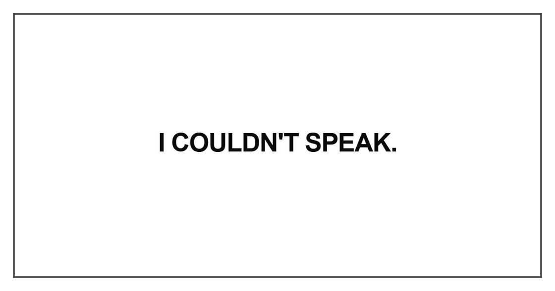 I couldn't speak I couldn't speak