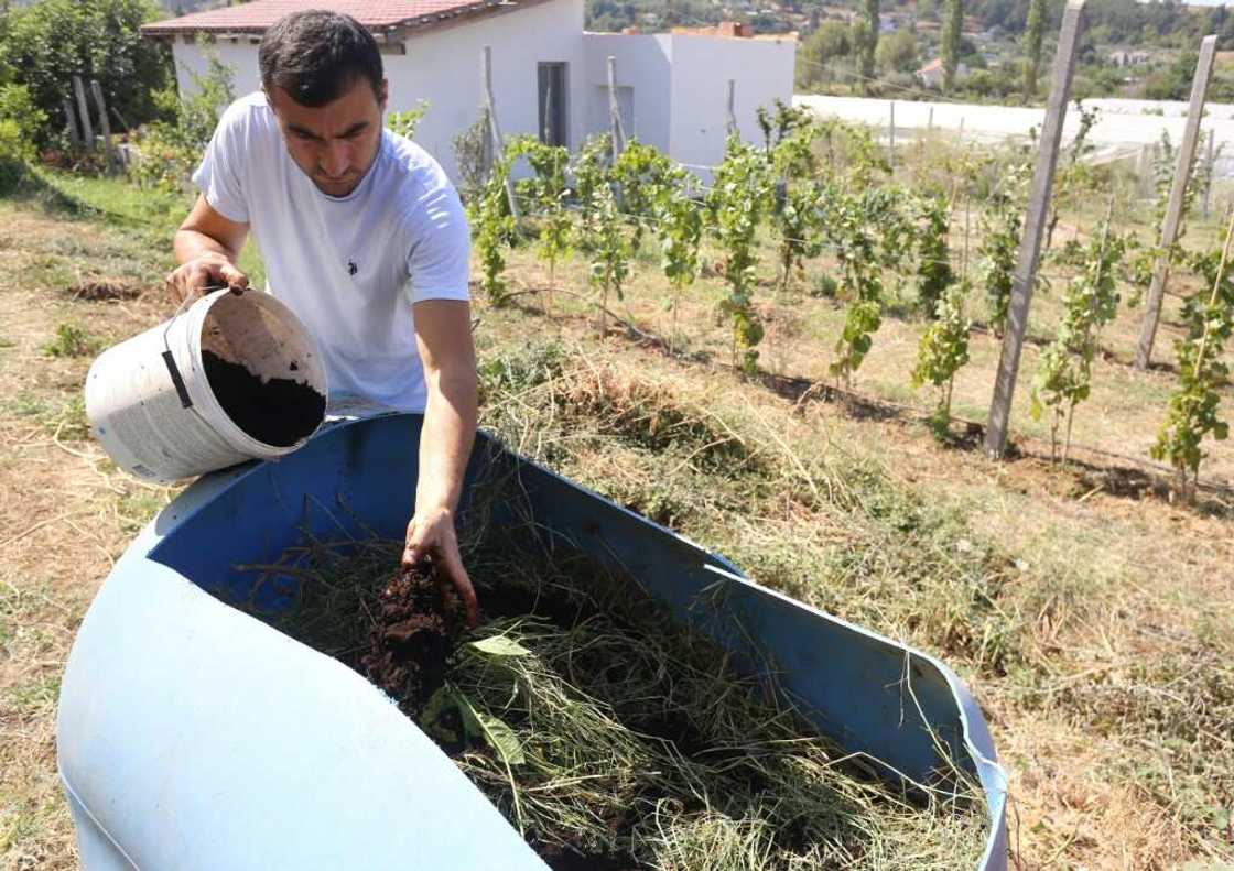 Albanian farmer Alban Cakalli can't afford chemical-based fertilisers imported from abroad Albanian farmer Alban Cakalli can't afford chemical-based fertilisers imported from abroad