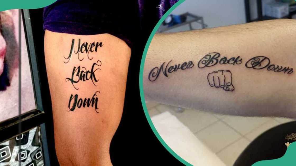 "Never back down" tattoos "Never back down" tattoos