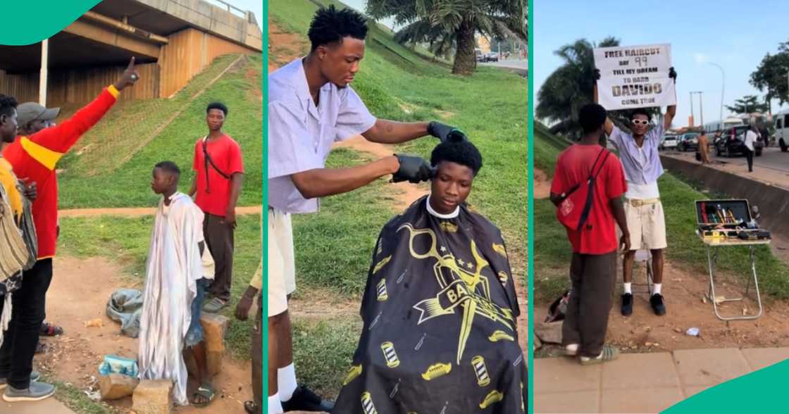 Davido fan giving free haircuts on Abuja street chased away