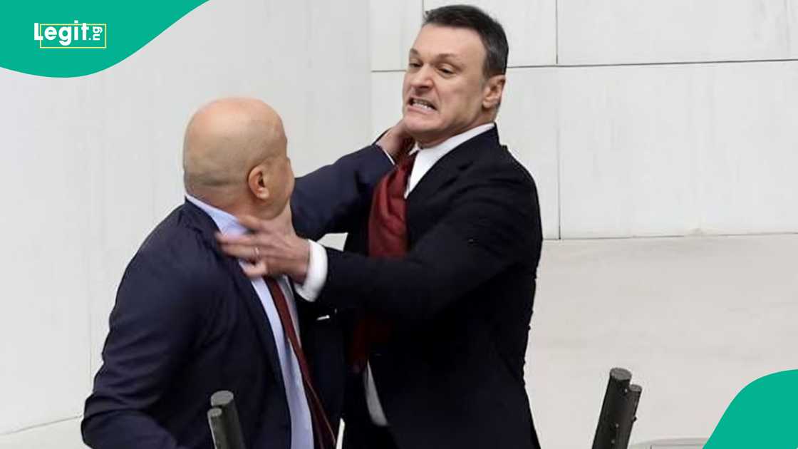 Lawmakers exchange punches during a heated session inside Turkey’s parliament as colleagues attempt to separate them in a chaotic scene that later went viral.