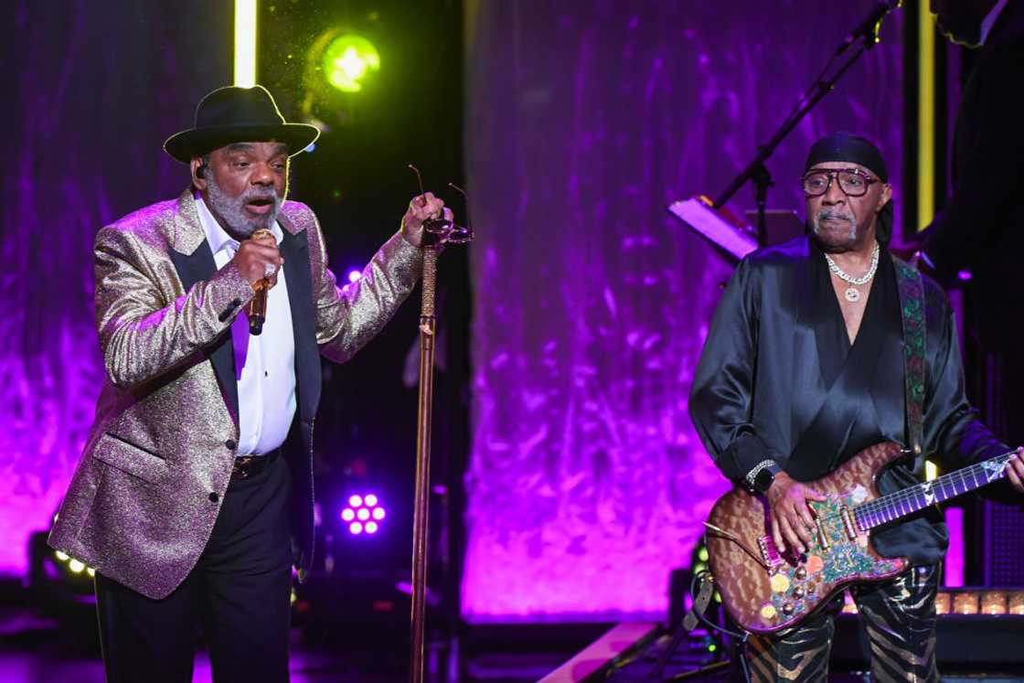 Ron Isley and Ernie Isley of the Isley Brothers at Mahalia Jackson Theater in New Orleans, Louisiana Ron Isley and Ernie Isley of the Isley Brothers at Mahalia Jackson Theater in New Orleans, Louisiana
