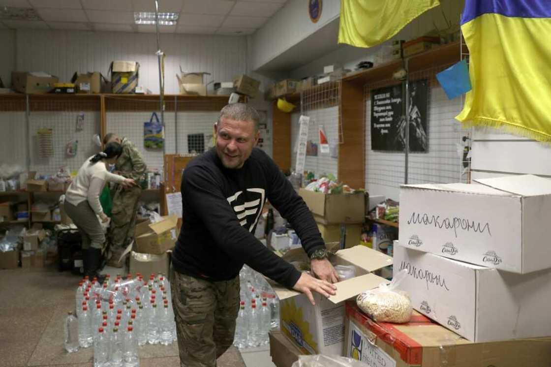 Volunteer Slava Kovalenko helps provide aid to soldiers and others in the town of Sloviansk Volunteer Slava Kovalenko helps provide aid to soldiers and others in the town of Sloviansk