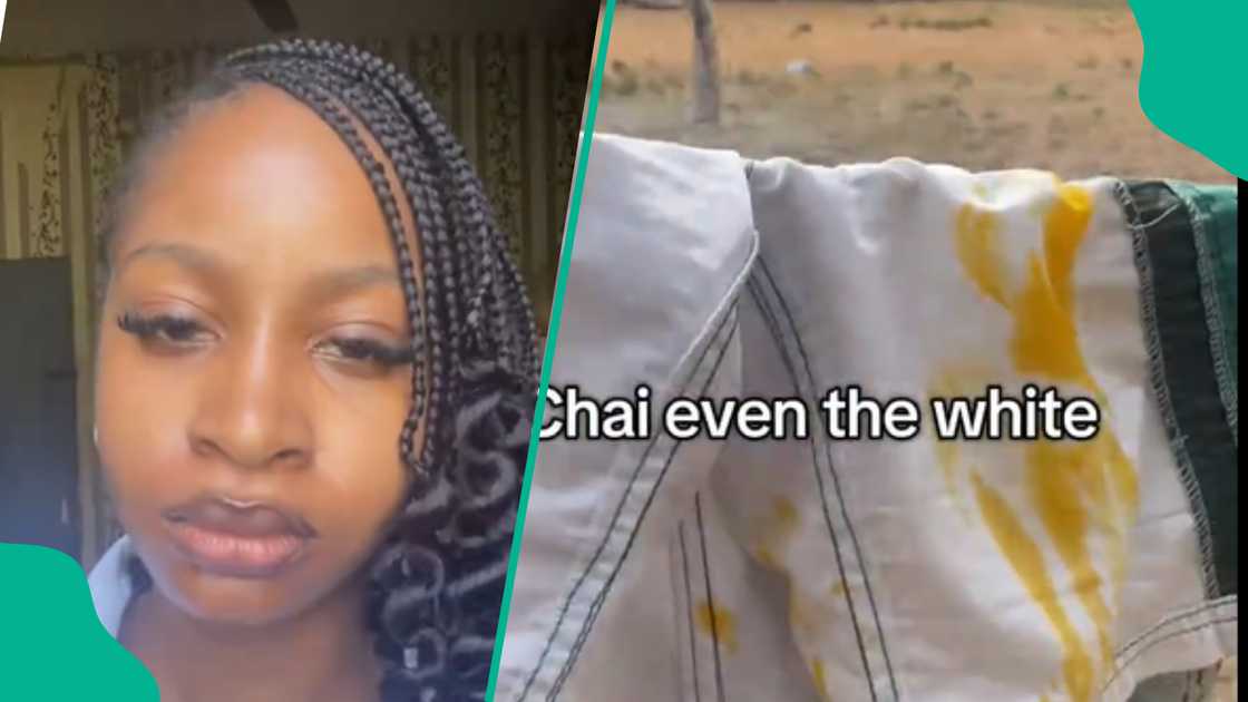 Lady shares video of landlord's mother ruining washed clothes with palm oil; tenant shocked; social media reacts, many say they wouldn’t tolerate such behaviour from anyone. Lady shares video of landlord's mother ruining washed clothes with palm oil; tenant shocked; social media reacts, many say they wouldn’t tolerate such behaviour from anyone.