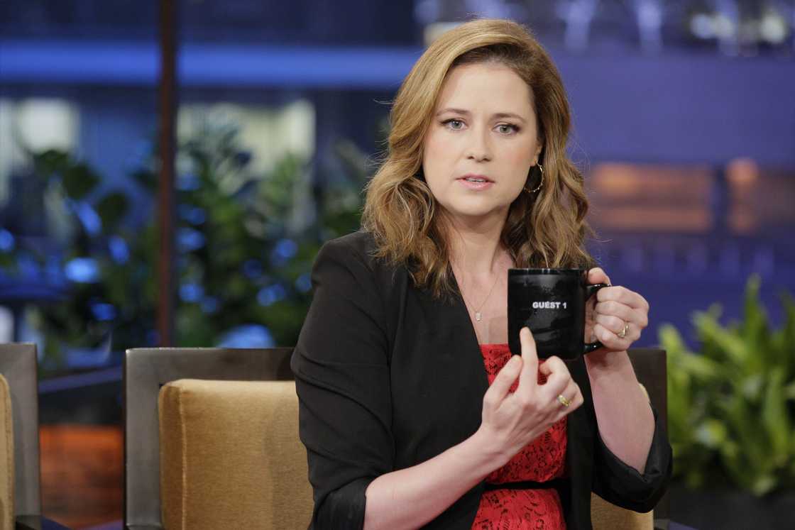 Actress Jenna Fischer during an interview on The Tonight Show with Jay Leno