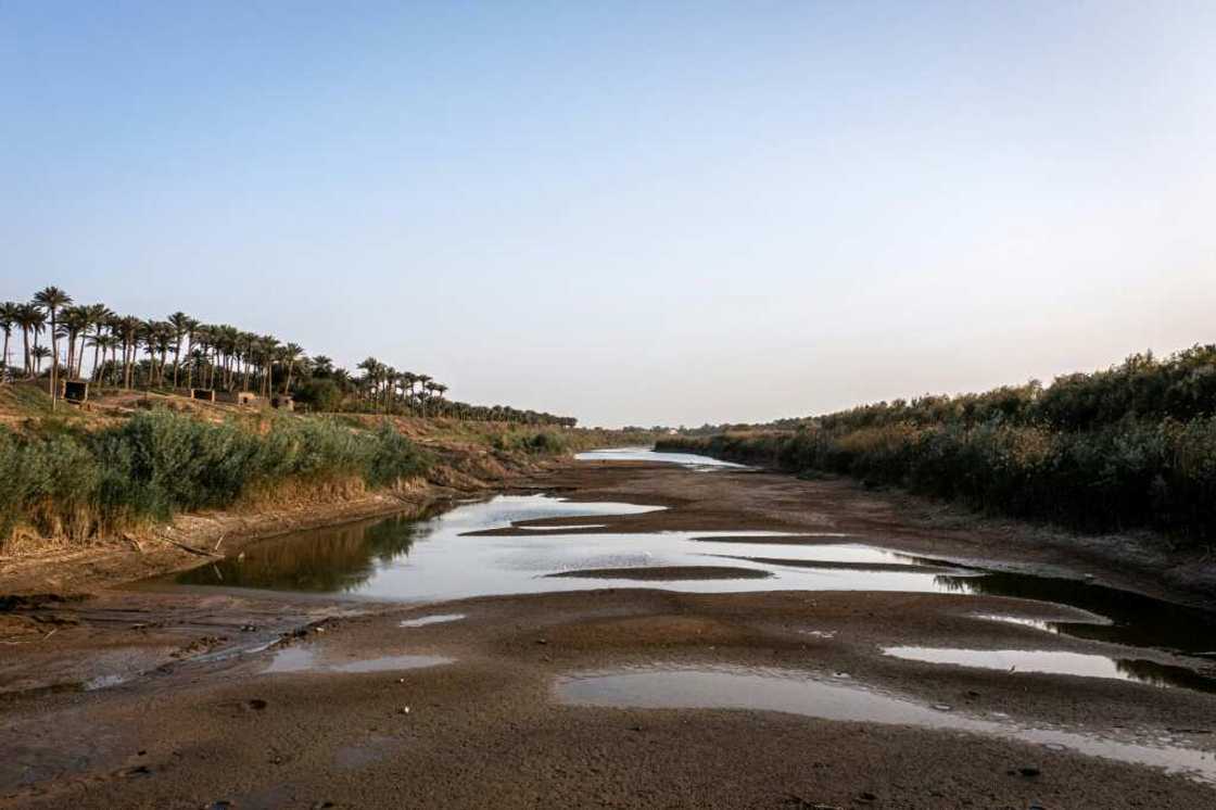 All that is left of the Diyala River, a tributary of the Tigris in the central Iraq