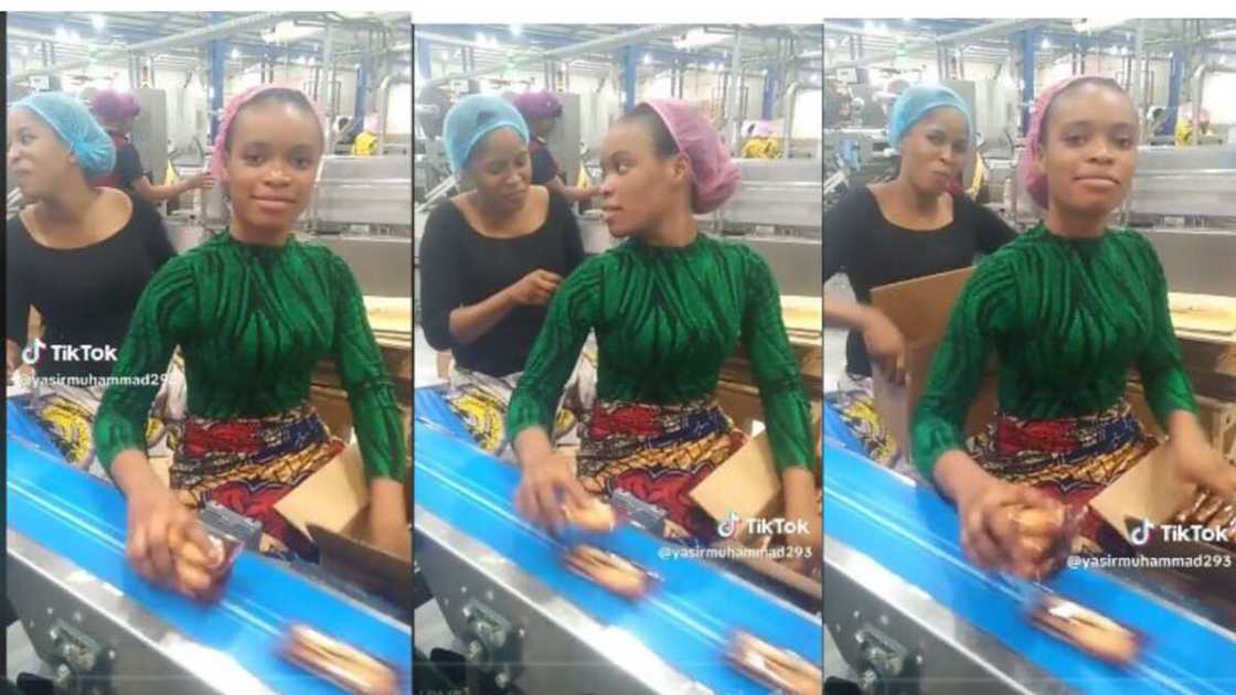 Lady demonstrates quick-grabbing skills Lady demonstrates quick-grabbing skills