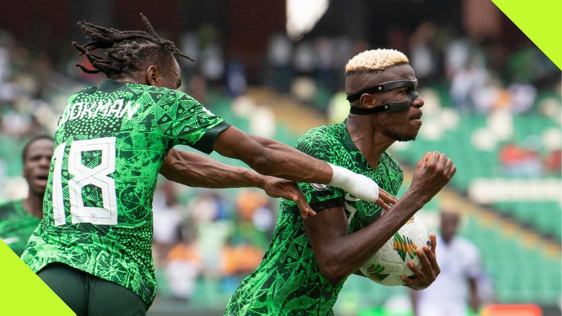 Ademola Lookman, Victor Osimhen, Alassane Ouatarra Stadium, Ebimpe, Abidjan, Ivory Coast, AFCON 2023, Super Eagles, Nigeria, Equatorial Guinea. Ademola Lookman, Victor Osimhen, Alassane Ouatarra Stadium, Ebimpe, Abidjan, Ivory Coast, AFCON 2023, Super Eagles, Nigeria, Equatorial Guinea.