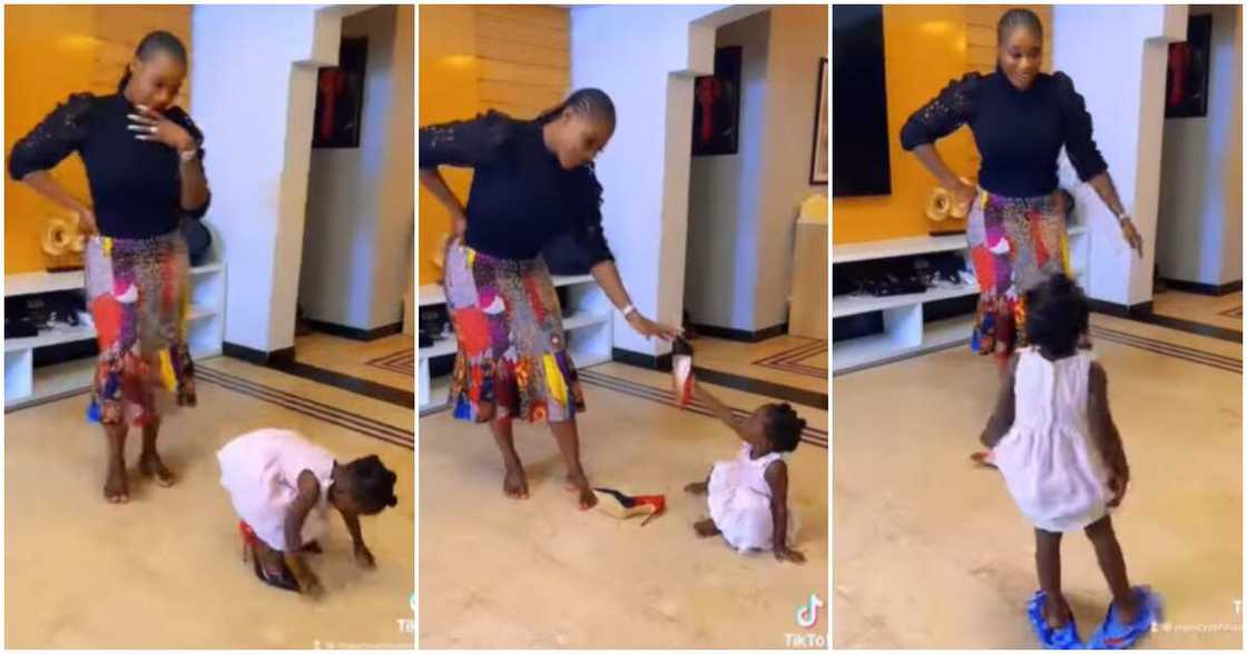 Mercy Johnson laughs at daughter in funny video Mercy Johnson laughs at daughter in funny video