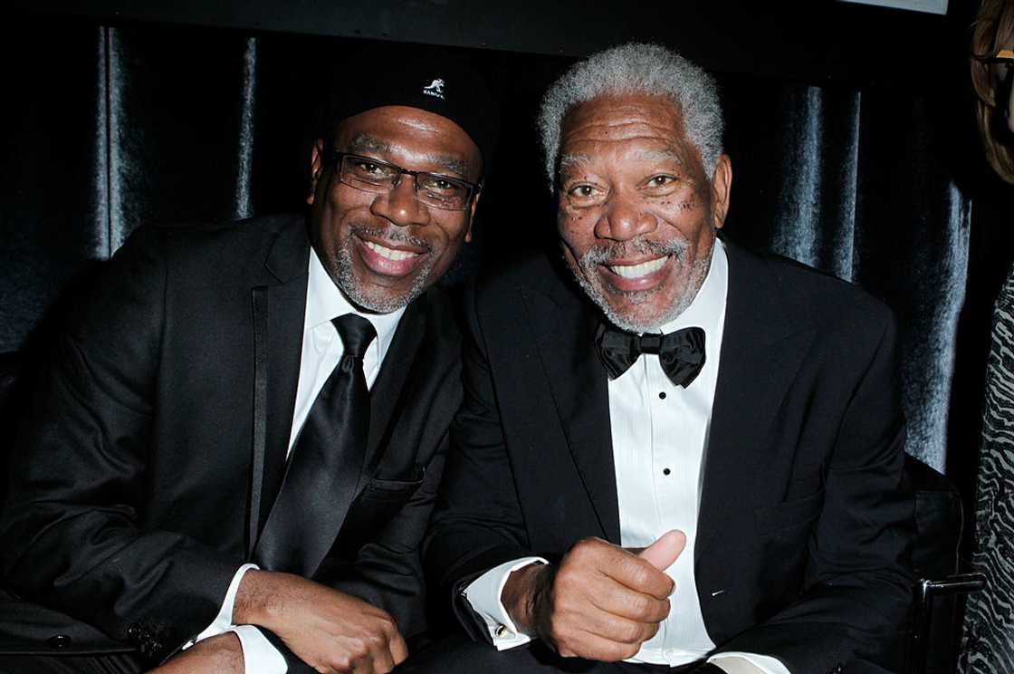 Actors Alfonso Freeman and his father, Morgan Freeman, at the Beverly Hilton Hotel Actors Alfonso Freeman and his father, Morgan Freeman, at the Beverly Hilton Hotel