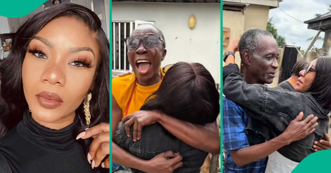 Nigerian lady reunites with her family in emotional video. Nigerian lady reunites with her family in emotional video.