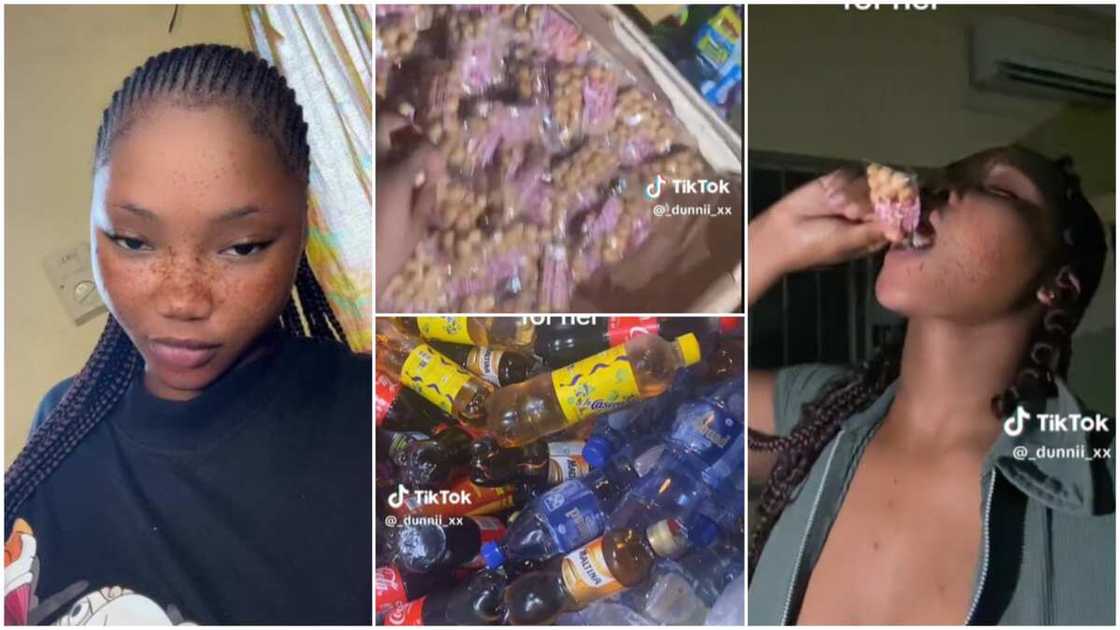 Lady ate and enjoyed/Lady stayed in mum's shop. Lady ate and enjoyed/Lady stayed in mum's shop.