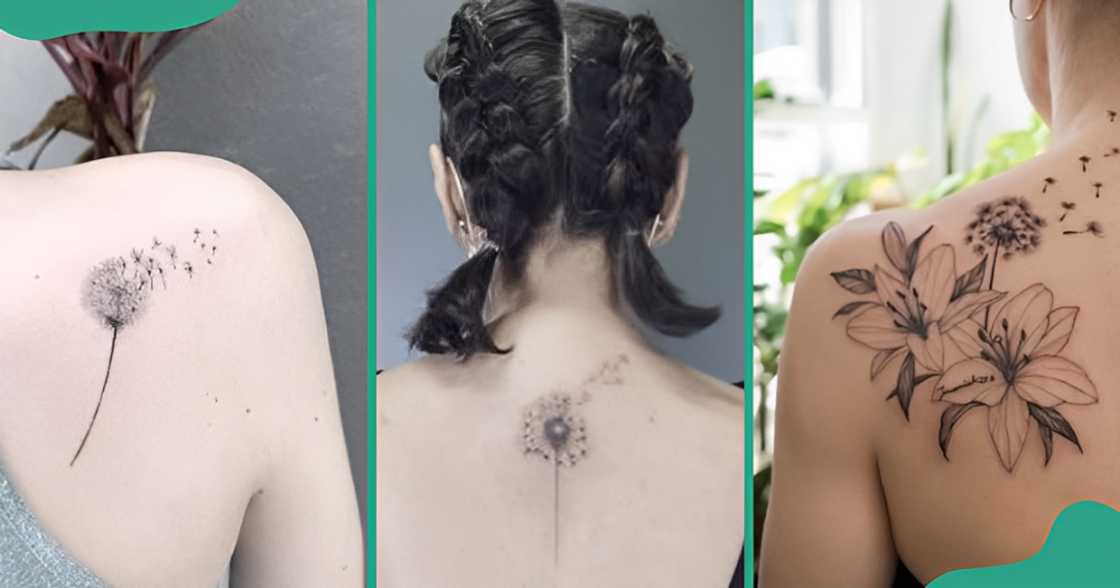 Blown dandelion tattoos on the back. Blown dandelion tattoos on the back.