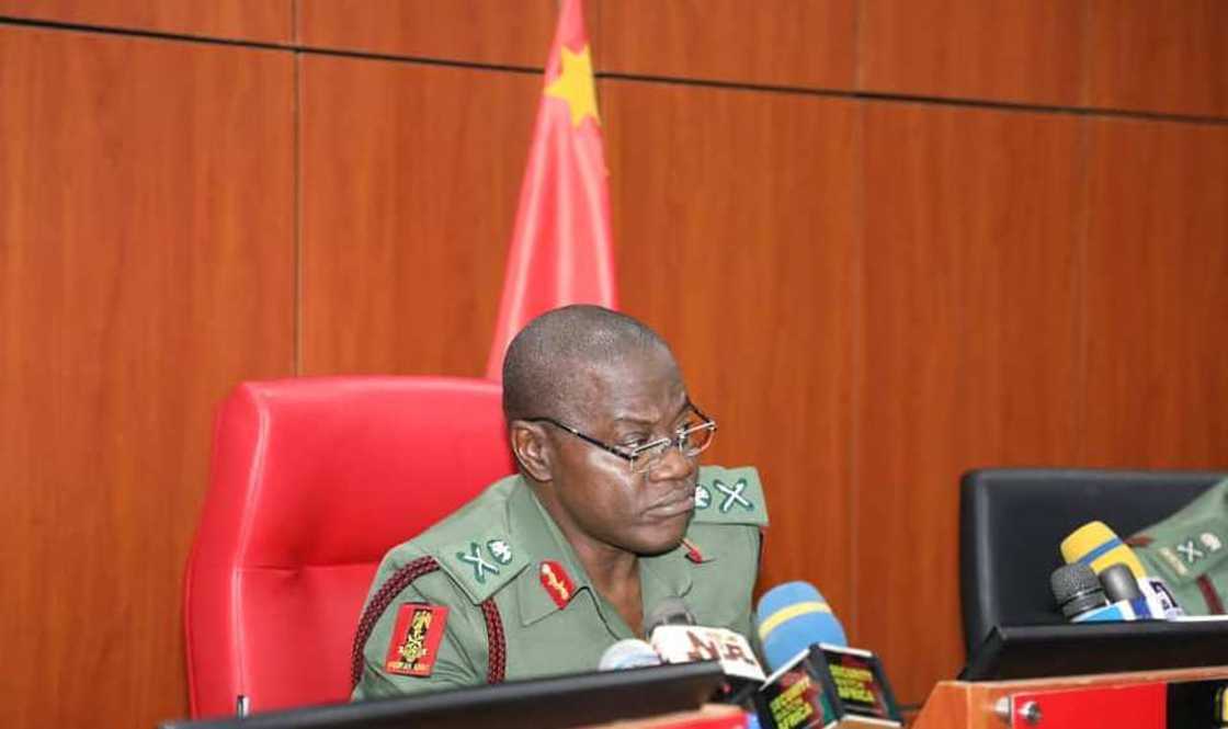 COAS Farouk Yahaya giving a press briefing COAS Farouk Yahaya giving a press briefing