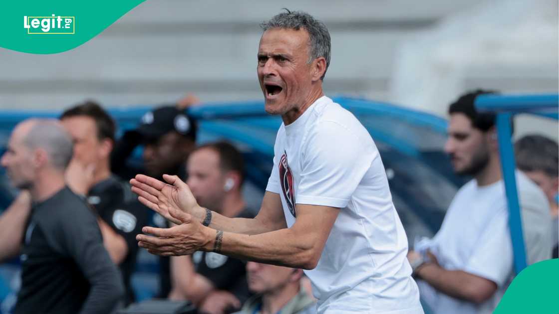 Luis Enrique, Paris Saint-Germain, RC Strasbourg Alsace, Stade de la Meinau, Strasbourg, Ligue 1. Luis Enrique, Paris Saint-Germain, RC Strasbourg Alsace, Stade de la Meinau, Strasbourg, Ligue 1.