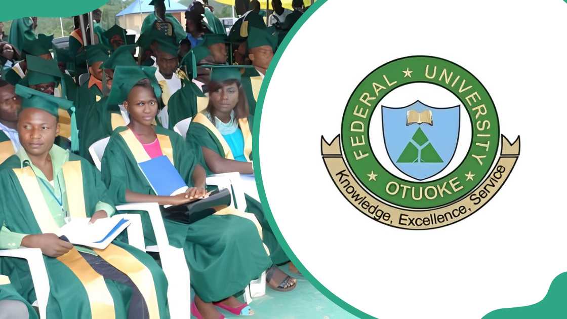 FUOTUOKE graduates and the university's logo FUOTUOKE graduates and the university's logo