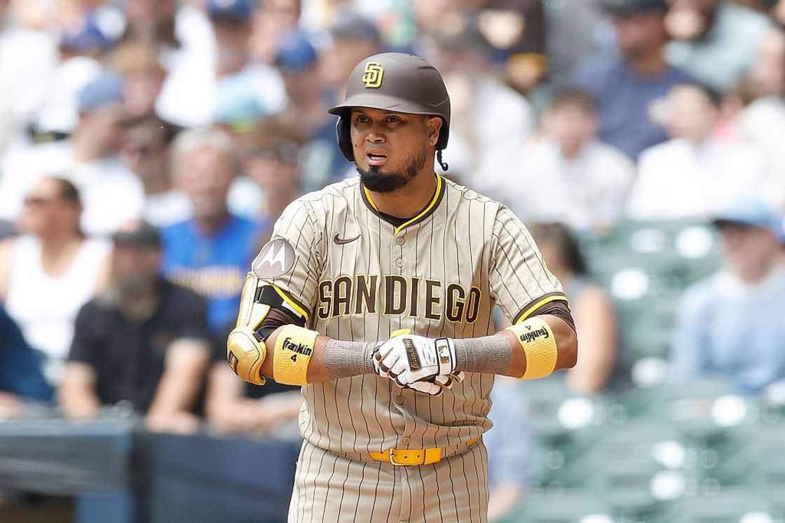 Luis Arraez in action for the San Diego Padres Luis Arraez in action for the San Diego Padres