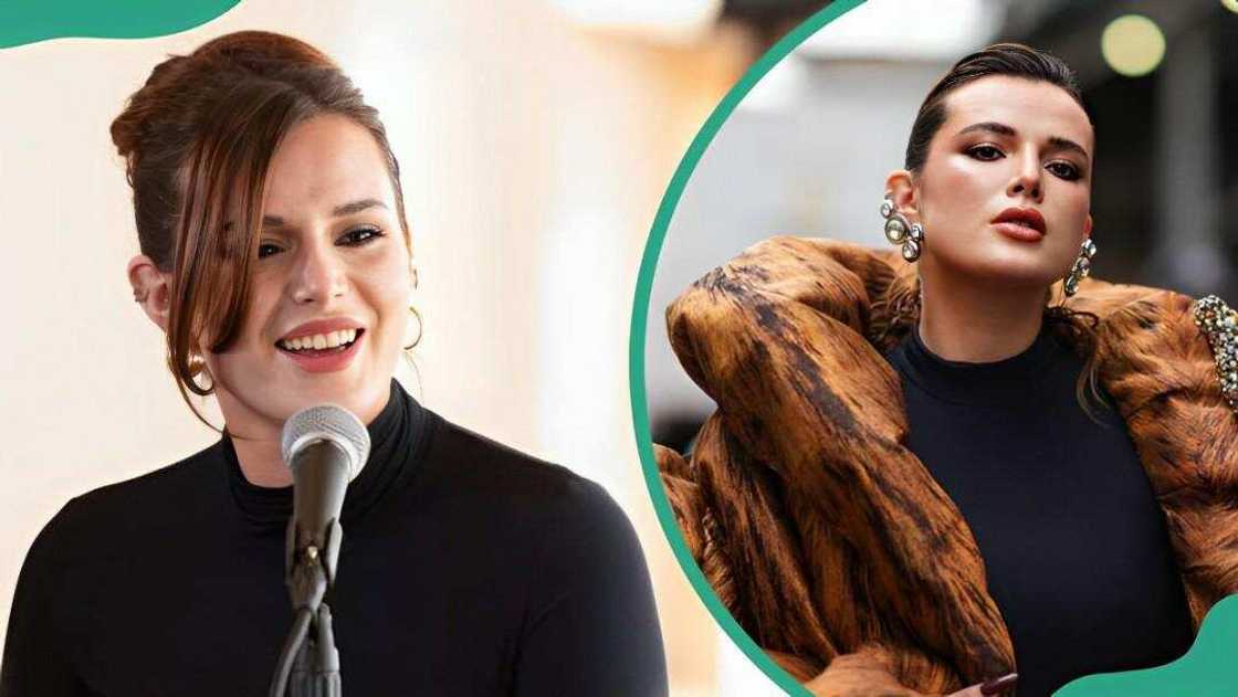 Bella Thorne speaks at the Mammoth Film Festival (L). The actress during New York Fashion Week (R). Bella Thorne speaks at the Mammoth Film Festival (L). The actress during New York Fashion Week (R).